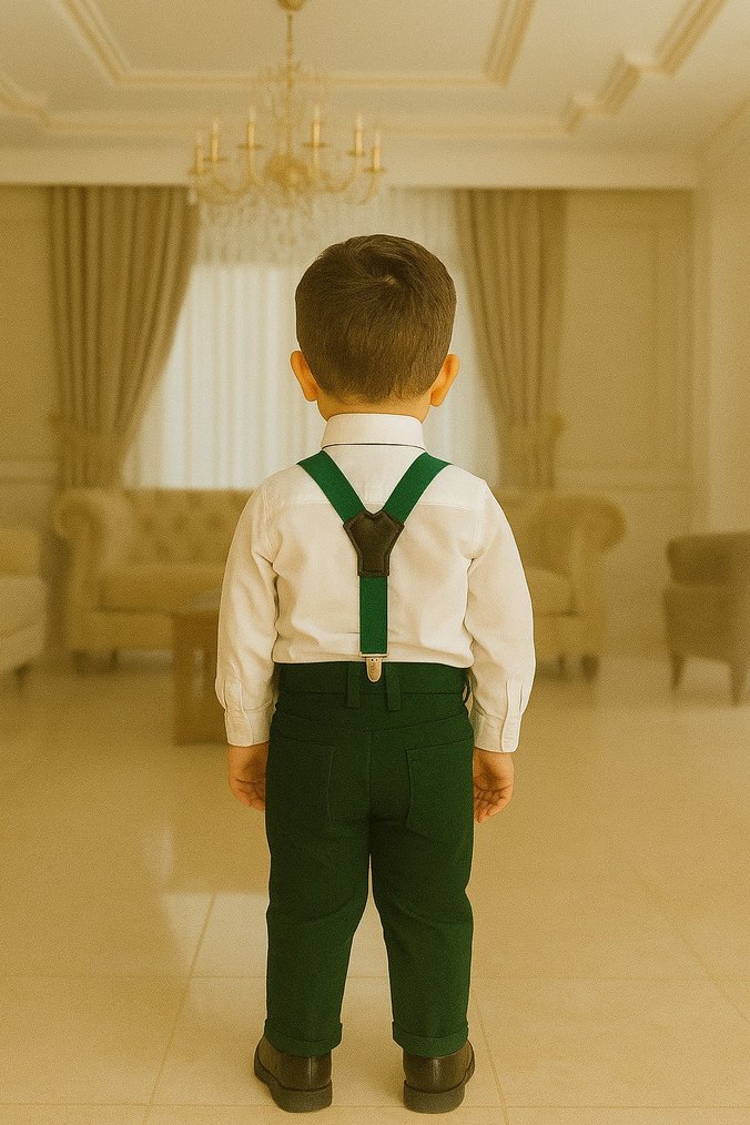 Yeşil Pantolon Askısı ve Papyon Seti - Görsel 2