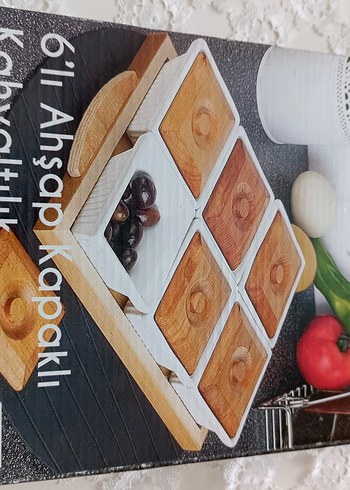 6'lı Ahşap Kapaklı Kahvaltılık Seti