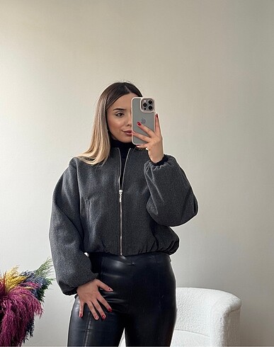 Gri Bomber ceket