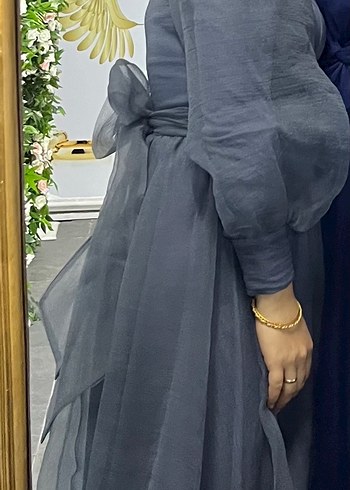 Diğer Mavi Uzun kollu Abiye Elbise