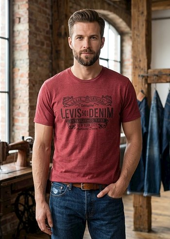 Levis Orijinal Levi S Baskili Kirmizi Pamuklu Tisort