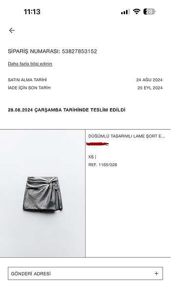 Zara Düğümlü tasarımlı lame şort etek
