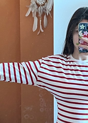 Kırmızı Çizgili Uzun Kollu Body - Görsel 3