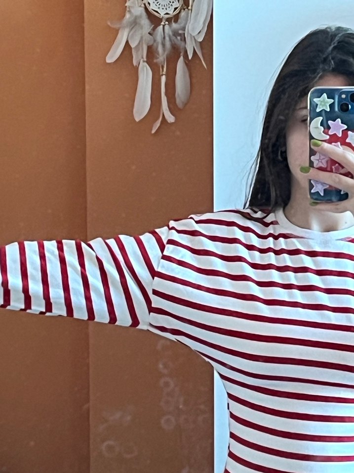 Kırmızı Çizgili Uzun Kollu Body - Görsel 3