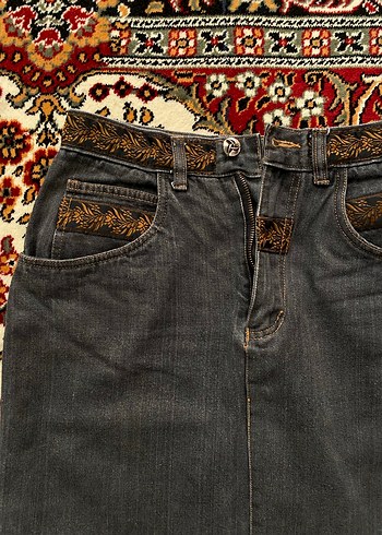 İşlemeli Kemerli Vintage Etek - Görsel 2