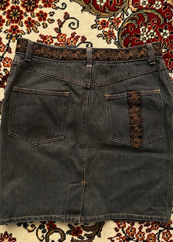 İşlemeli Kemerli Vintage Etek - Görsel 3