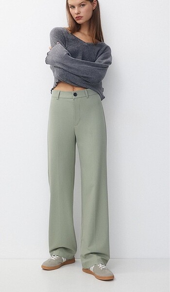 Pull&beaf yeşil Straıght kumaş pantolon