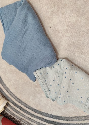 LC Waikiki Pastel Mavi Ve Mint Bebek Muslin Ortu