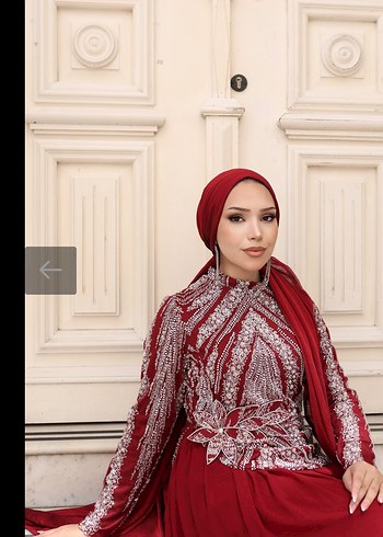 Abiye Bordo Sifon Tesettur Elbise