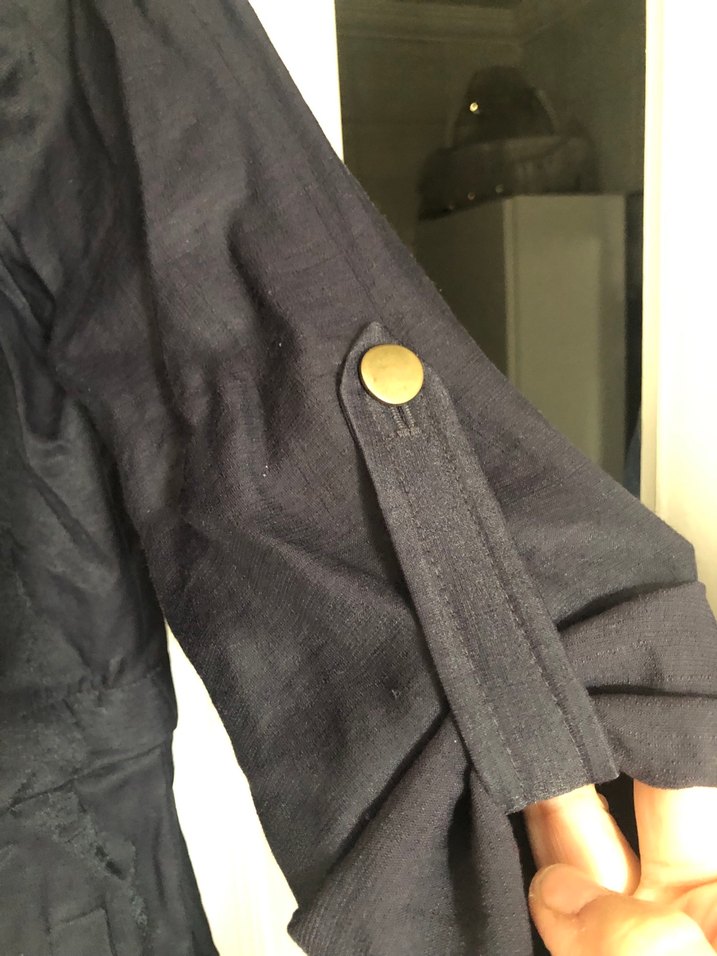 Siyah Uzun Keten Kadın Trençkot - Görsel 3