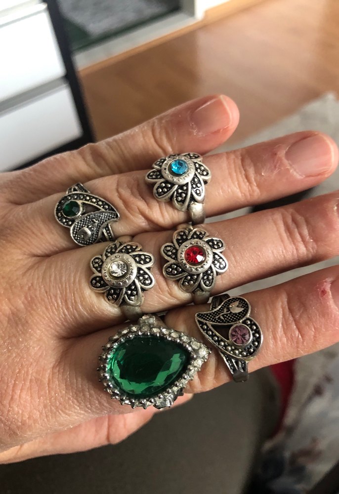 Renkli Taşlı Bohem Kadın Yüzük Seti - Görsel 2