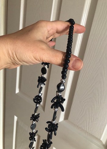 Uzun Siyah  Gotik Boncuklu Kolye - Görsel 6