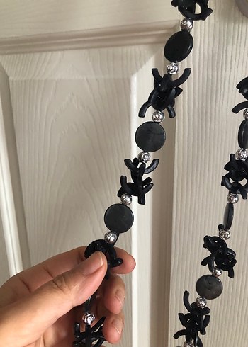 Uzun Siyah  Gotik Boncuklu Kolye - Görsel 4