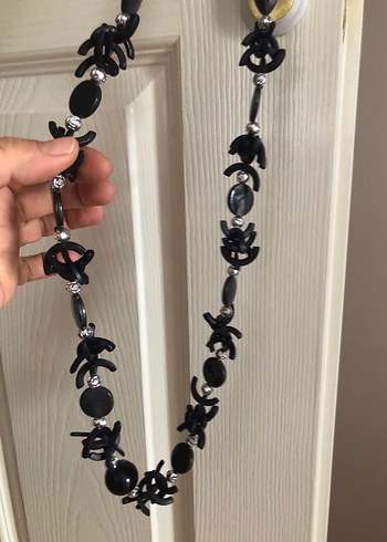 Uzun Siyah  Gotik Boncuklu Kolye - Görsel 5