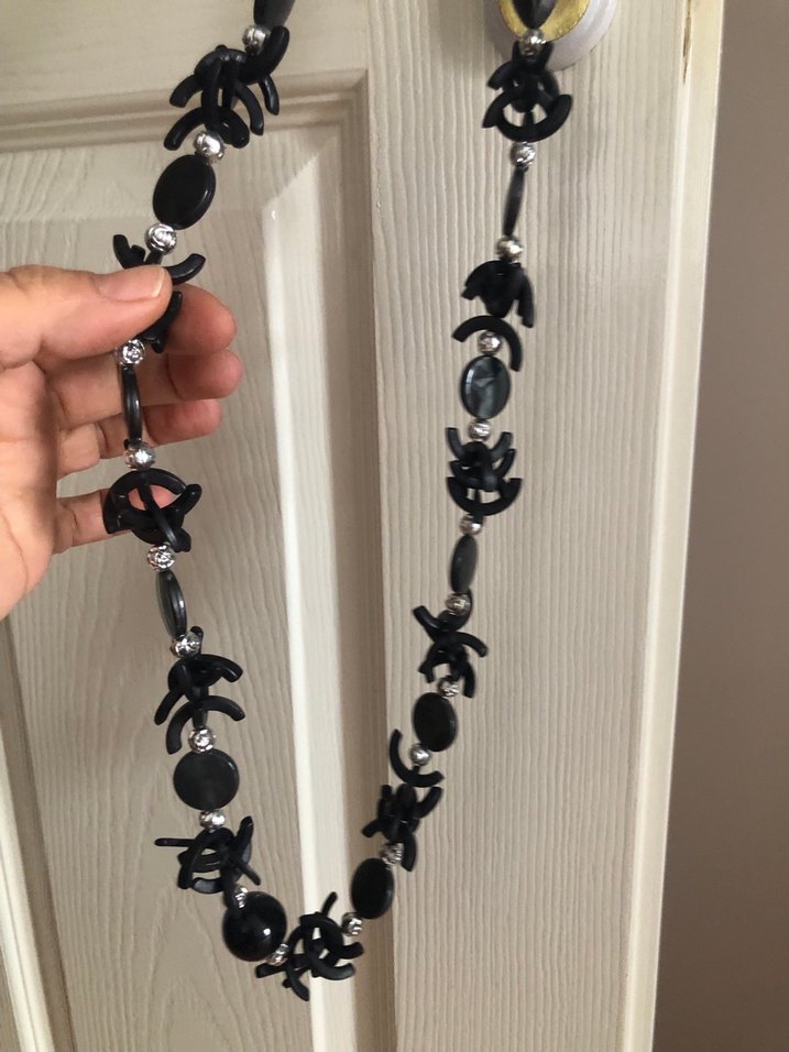 Uzun Siyah  Gotik Boncuklu Kolye - Görsel 5