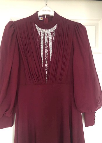 Bordo abiye Uzun Kadın Elbise - Görsel 2