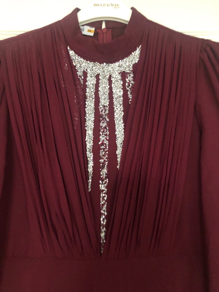 Bordo abiye Uzun Kadın Elbise - Görsel 3