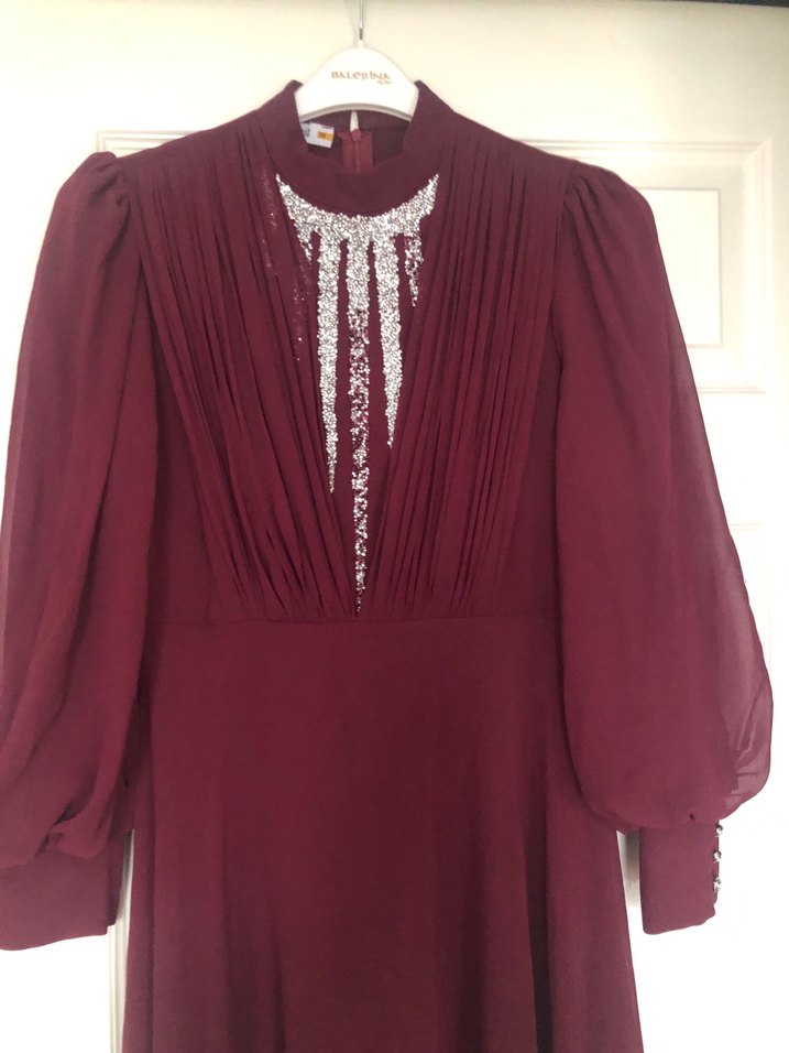 Bordo abiye Uzun Kadın Elbise - Görsel 2