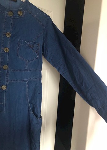 Kadın Lacivert Uzun kot Elbise - Görsel 5