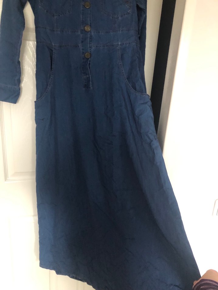 Kadın Lacivert Uzun kot Elbise - Görsel 2