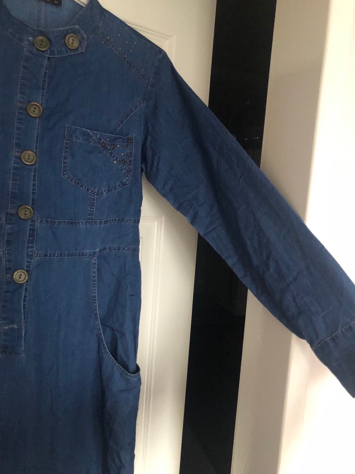 Kadın Lacivert Uzun kot Elbise - Görsel 5