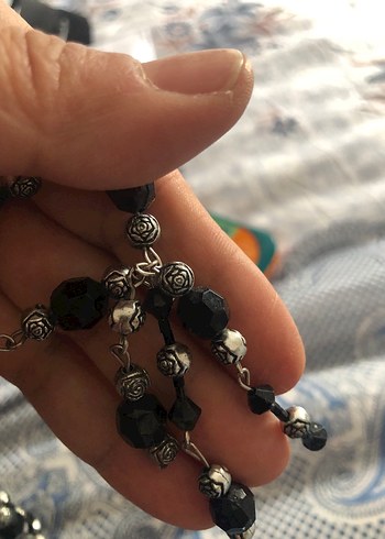 Uzun Siyah Boncuklu Kadın Kolye - Görsel 4