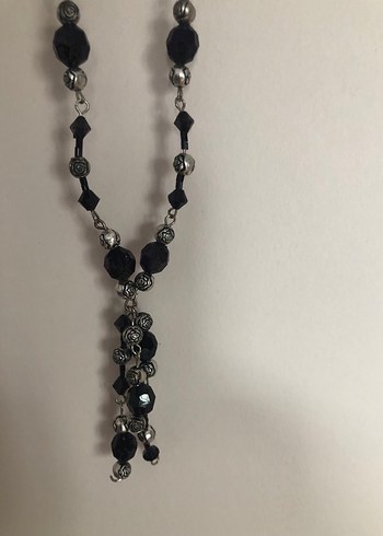Uzun Siyah Boncuklu Kadın Kolye - Görsel 2