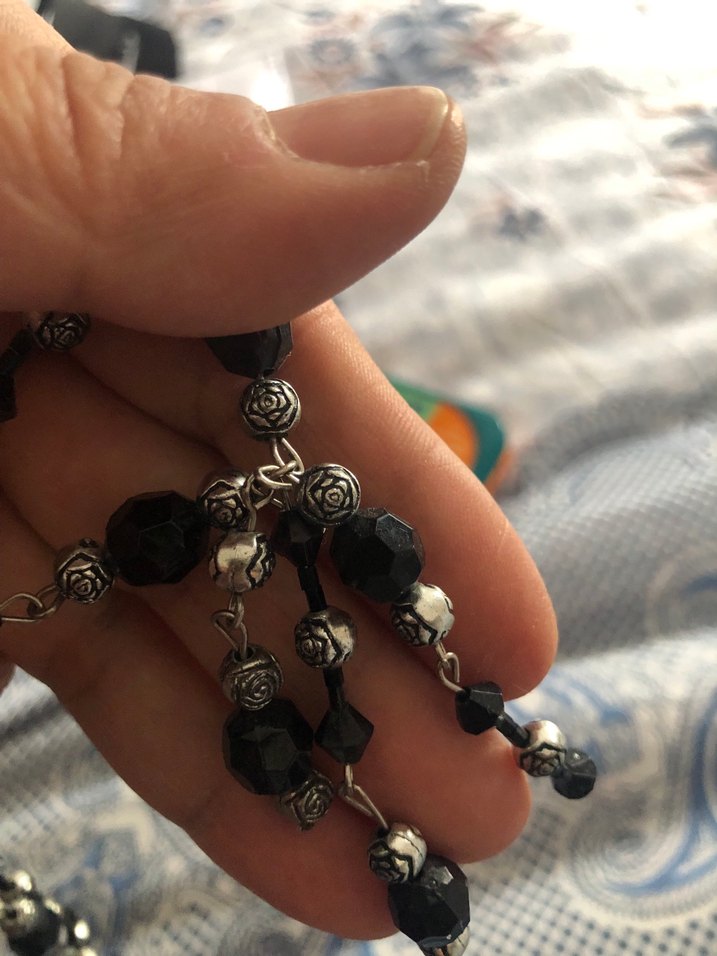 Uzun Siyah Boncuklu Kadın Kolye - Görsel 4