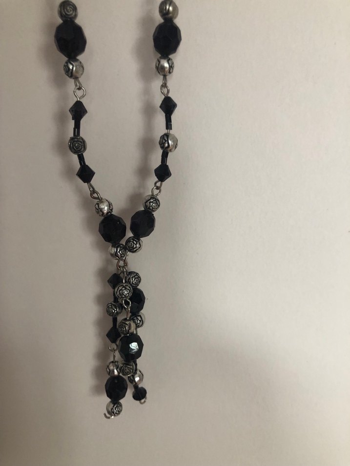 Uzun Siyah Boncuklu Kadın Kolye - Görsel 2