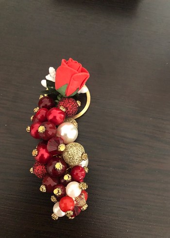 Kırmızı Boncuklu Bohem Anahtarlık - Görsel 2