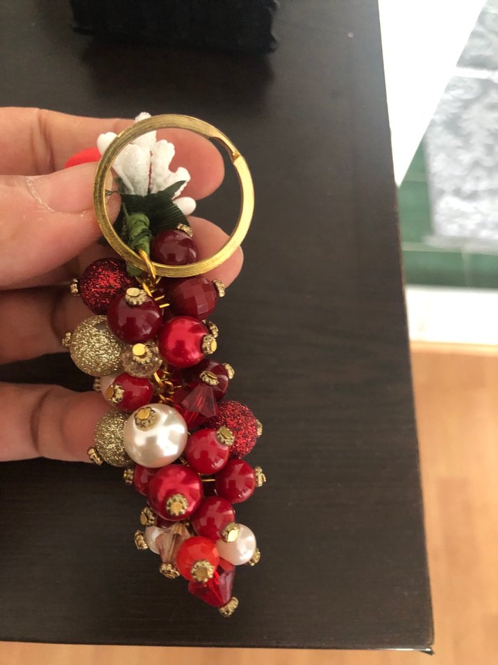 Kırmızı Boncuklu Bohem Anahtarlık - Görsel 3