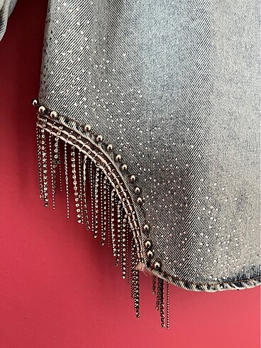 Taşlı kot ceket - Görsel 6