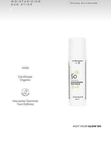 VERSEW Organik SPF 50+ Nemlendirici Etkili Günes Koruyucu Stick - Görsel 3