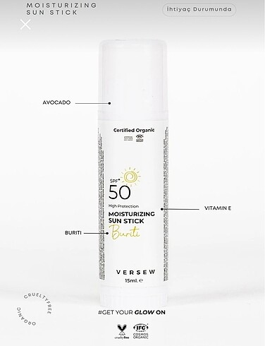 VERSEW Organik SPF 50+ Nemlendirici Etkili Günes Koruyucu Stick - Görsel 2