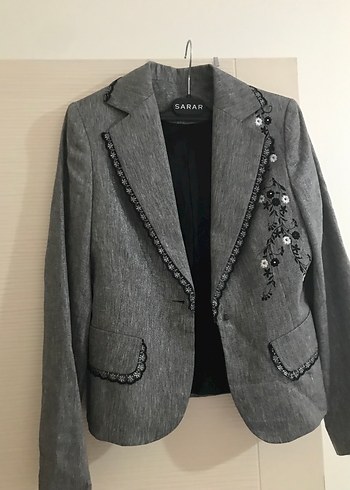 Nakışlı Gri Kadın Blazer - Görsel 2