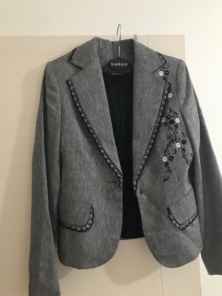 Nakışlı Gri Kadın Blazer - Görsel 2