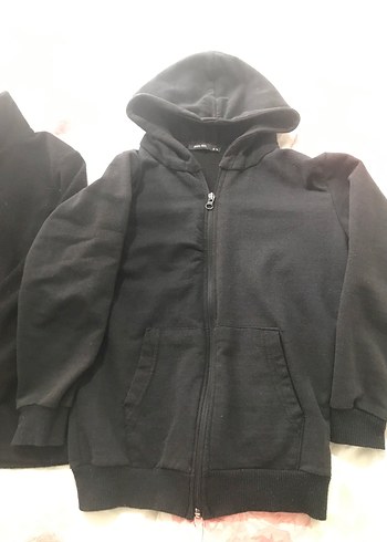 Erkek Çocuk Siyah Fermuarlı Sweatshirt ve Ceket - Görsel 3