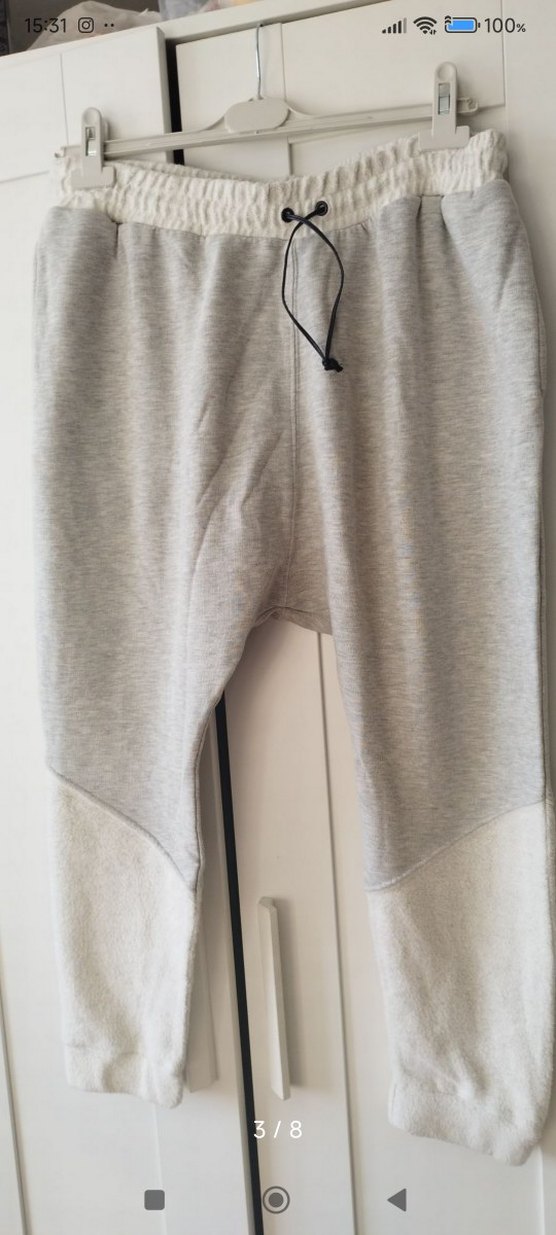 şalvar tarz Gri Erkek Pamuklu Rahat Kesim Eşofman Altı - Görsel 5