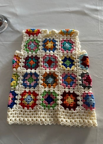 Renkli Örgü Bohem Yelek - Görsel 3