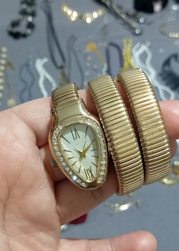 Pandora Altin Tonlu Tasli Oval Saat Bileklik Seti