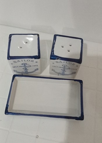 Mavi Denizci Desenli Tuzluk ve Biberlik Seti - Görsel 3