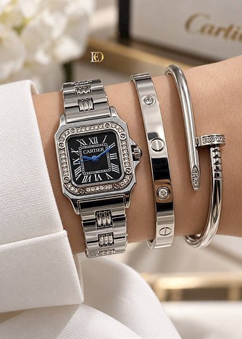 Cartier Siyah Kare Kol Saati