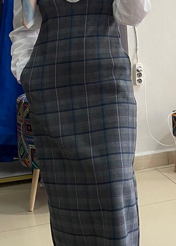 Diğer Gri Ekose Uzun Elbise