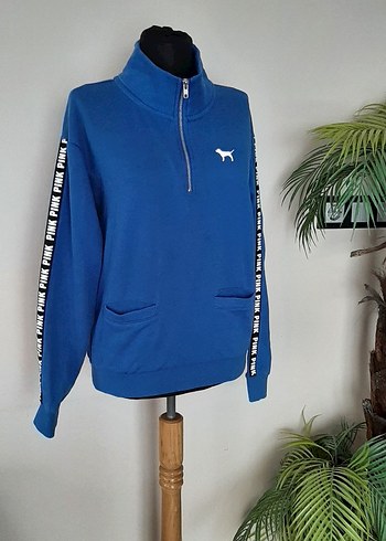 Victoria s Secret Mavi Yarım Fermuarlı Kadın Sweatshirt