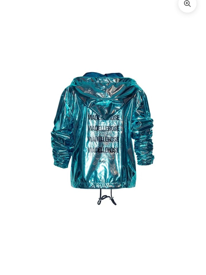 Parlak Mavi Kapüşonlu Kadın Yağmurluk - Görsel 2