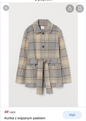 H&M Kemerli Gri Bej Midi Kadın Kaban