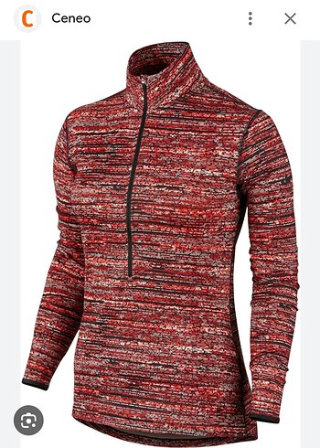 Nike Bordo Gri Desenli Yarım Fermuarlı Sweatshirt