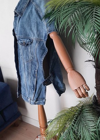 m Beden mavi Renk Kadın Mavi Kısa Kollu Mini Denim Ceket