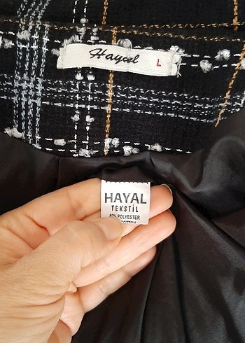 l Beden çeşitli Renk Düğmeli Kısa Ekoseli Kadın Blazer