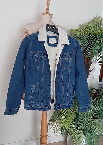 Pull and Bear Düğmeli Mavi Denim Ceket